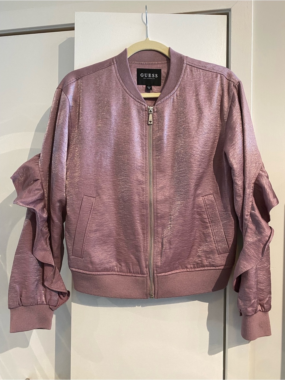Guess ruffle zipper jacket purple / pink